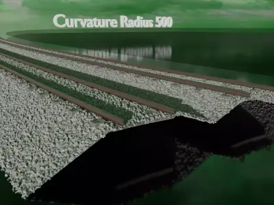 Railroad Ballast Sections  Radius 500  and Straight Line 3D model