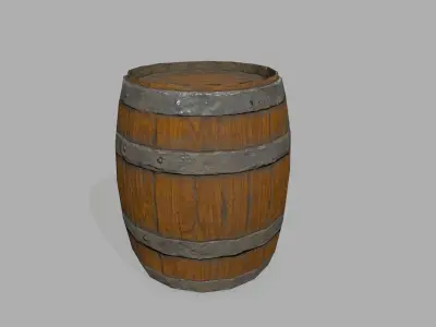 Wooden Barrel Low-poly 3D model