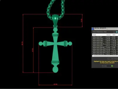 High Cross Pendant Light Gold 18K 3CP024 3D print model