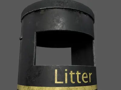 Derby Round Litter Bin Low-poly 3D model