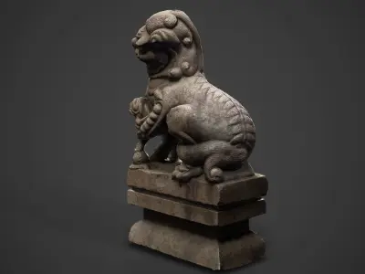 Chinese ancient Lion Sculpture  Low-poly 3D model