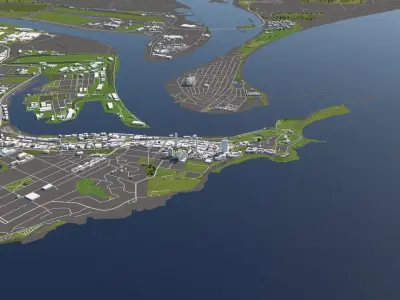 Newcastle Australia 50x50km 3D City Map 3D model