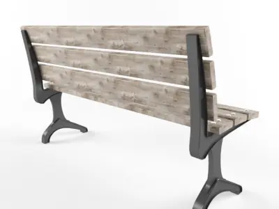 Street Bench Low-poly 3D model