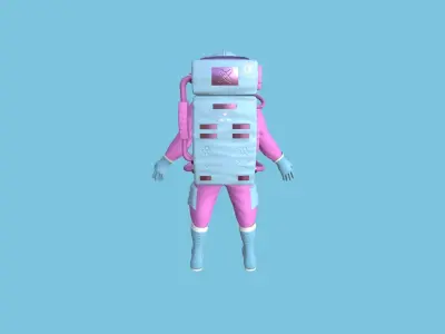 Astronaut Outfit 04 - Pink Female - Character Design Fashion Low-poly 3D model