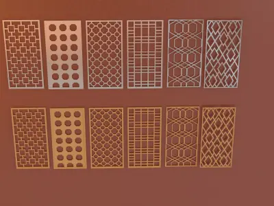 decorative wooden wall frames or iron fences Low-poly 3D model