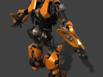 RoboTran orange and robot Low-poly 3D model