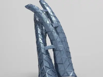 Glass pyramid Elite Tower Complex kitbash 3D model
