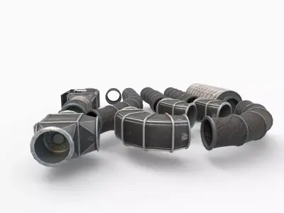 Sci-Fi Ventilation System Carbon Low-poly 3D model