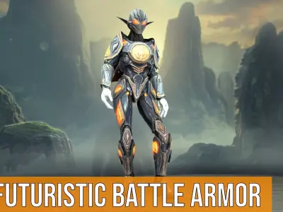 Futuristic Battle Armor model pack Low-poly 3D model