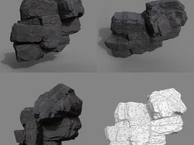 Low Poly Black Cliff Face 221208 - Ultra HD 16K Texture Low-poly 3D model
