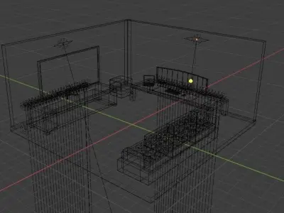 GamingRoom living room with lighting Low-poly 3D model