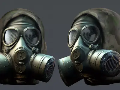 Gas mask helmet 3d model military combat Low-poly 3D model
