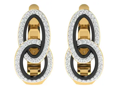 Yellow gold diamond earring-EZ BI-85 3D print model