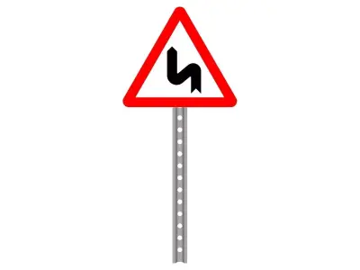 continuous dangerous bends to the left 3D model