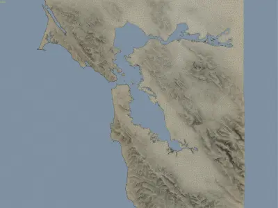San Francisco Bay Terrain Low-poly 3D model