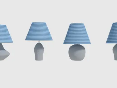 Lamp Set - Game Ready table with shade Low-poly 3D model