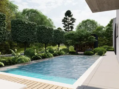 Garden Landscape 3D Model - SketchUp and Lumion Scene 3D model 3D model