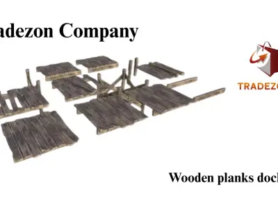 Wooden planks dock set 3D Model 3D model