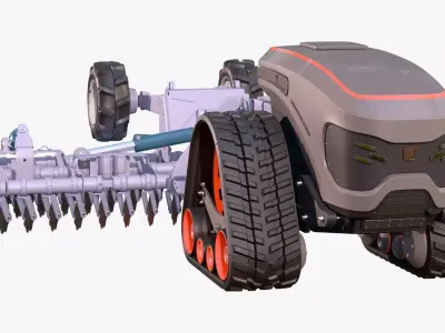 Autonomous Tractor Plow Farming M1 3D model
