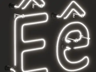 Neon Light Lamp 06 - Vietnamese Alphabet 3D model