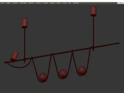 Linear Island Chandelier Low-poly 3D model