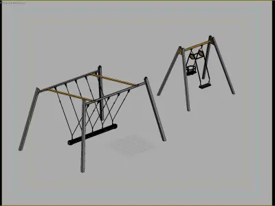 Modern Swing Set with Multiple Seats 3D model