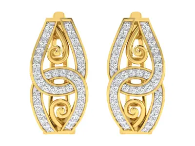 Light Weight Yellow Gold Diamond Earring EZ BI-34 3D print model