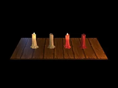 Low Poly Candles set of Low-poly 3D model
