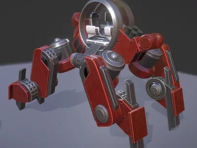 Terrain Walker Red Version Rigged and Animated Low-poly 3D model