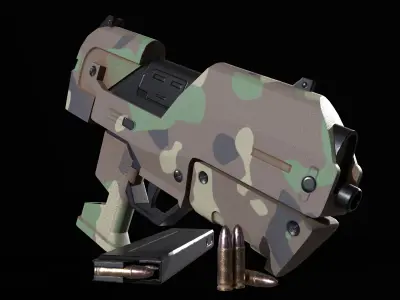 Sci Fi Gun PBR Low-poly 3D model