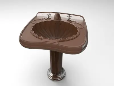 sinkk sink with pedestal 3D print model