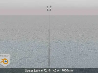 Street Light 6 F2 M1 K0 A1 7000mm Low-poly 3D model