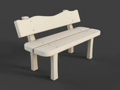 Cartoon Bench 5 Low-poly 3D model