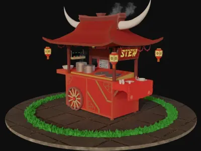 Street Sushi Restaurant Low-poly 3D model