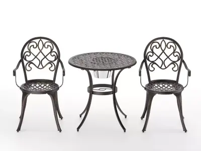 Outdoor 3 Piece Patio Bistro Set of Table and Chairs  3D model