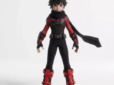 Crimson Shadow Striker - Stylized Tactical Character Low-poly 3D model