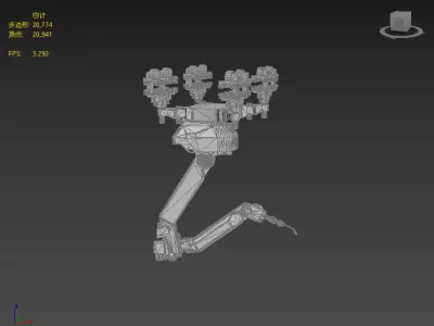 Next generation four-way axis robotic arm Low-poly 3D model