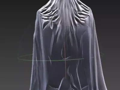 Veiled Silhouette - Mystic Cloaked Woman 3D model