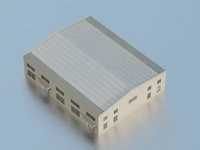 Generic industrial warehouse Low-poly 3D model