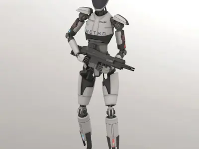 Police Bot Rigged 3D model