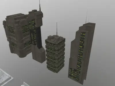 Sci Fi City Pack 8 Kit  Low-poly 3D model