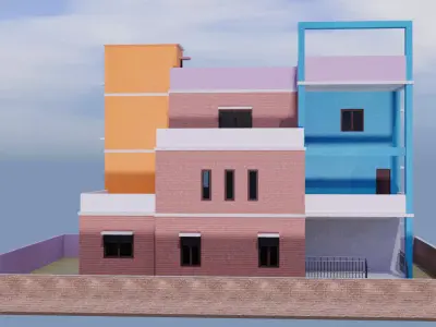 house model with three floors Free 3D model