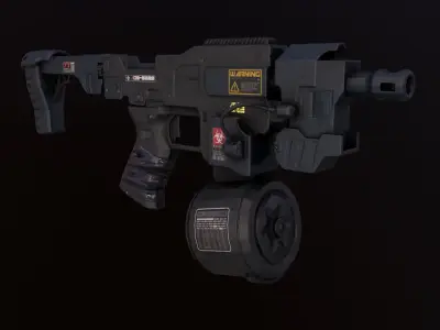 Sci-Fi Weapon Cyber Riffle Low-poly 3D model