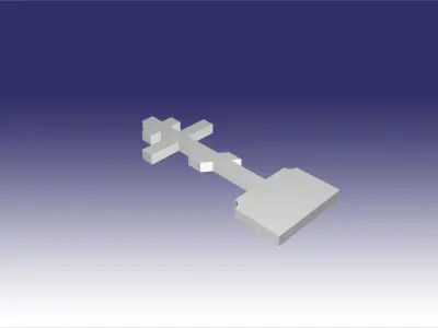 headstone cross 3 line 3D model