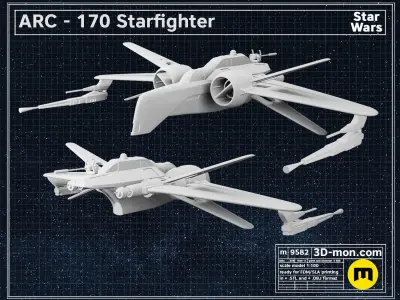 ARC-170 starfighter Star Wars starship 3D print model