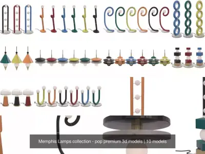 Memphis Lamps collection - pop premium 3d models 3D Model Pack