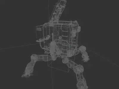 CubeMechine robot with smiley face Low-poly 3D model