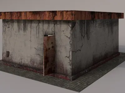 Beer bar in the apocalyptic world Low-poly 3D model