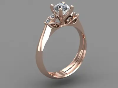 Rose Gold Women Diamond Ring 3D print model 3D print model 65