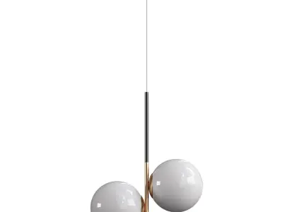 Drake 2 Light Glass Steel Dimmable Pendant 3D model